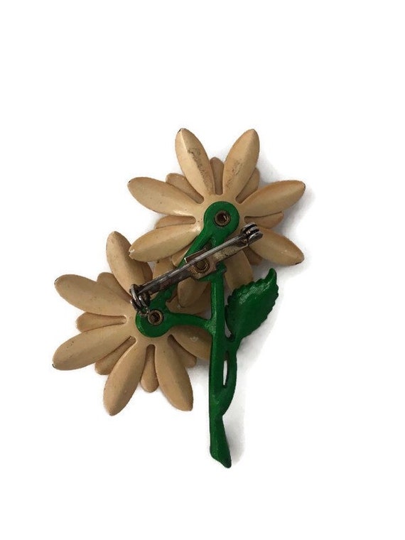 Vintage Flower Brooch, Brown Floral Brooch, Flowe… - image 3