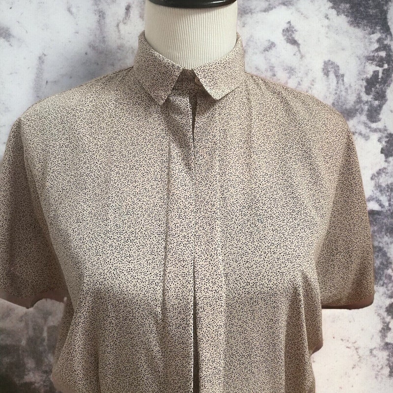 Pleated Front Blouse in Grey Brown