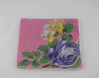 Lenço de algodão floral rosa vintage