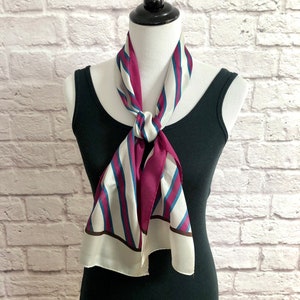 Vintage Ben Goodman and Son Long Purple and Gray Striped Silk Scarf image 5