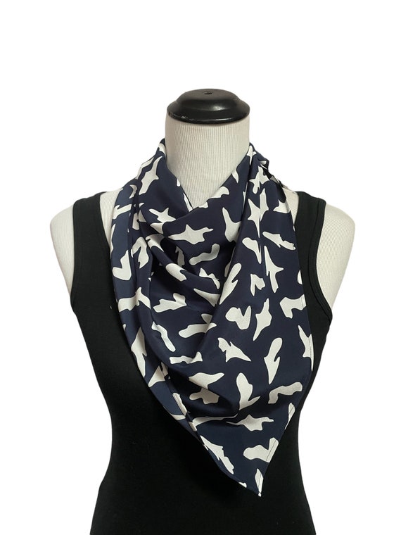 Vintage Triangle Scarf, Navy Blue Abstract Scarf,… - image 6