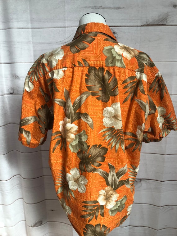 Vintage Orange Floral Hawaiian Shirt, Pierre Card… - image 4