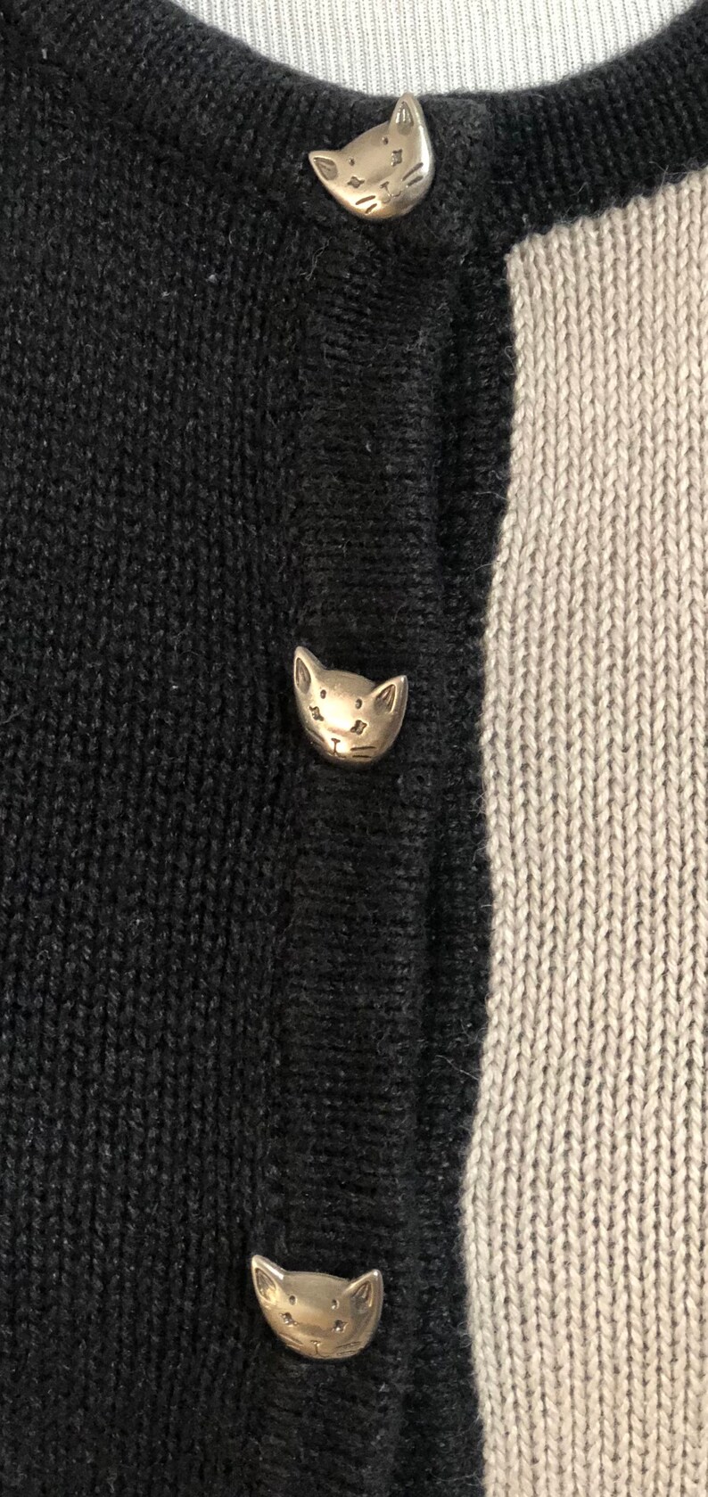 Vintage Womens Christopher Banks Short Sleeve Cardigan Sweater with Cats