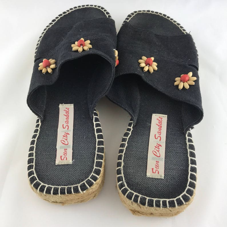 Vintage Summer Sandals 70s Sandals Cloth Sandals Rope | Etsy