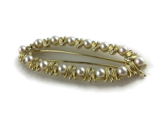 Vintage Faux Pearl Hair Barrette Clip, Bridal Hai… - image 6