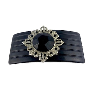 Vintage Large Decorative Black Victorian Style Hair Barrette