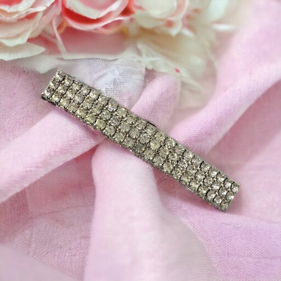 Barrette à Cheveux Argent – Nœud Avec Strass Rhinette Cristal – NY Fashion Accessories