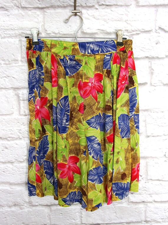Hign Waisted Tropical Culottes Vintage Culottes Vintage Skort 80/'s Culottes High Waisted Shorts Elastic Waist Skort Wide Leg Shorts