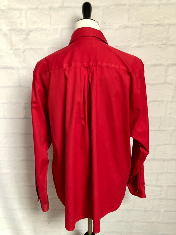 Vintage Womens Red Long Sleeve Red Shirt, Button Down… Gem