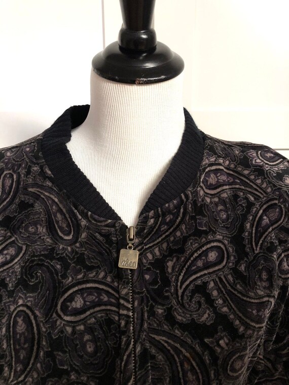 Vintage Liz & Co Black Paisley Quilted Jacket, Si… - image 6