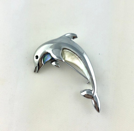 Figural Jumping Dolphin Rhinestone /& Enamel Brooch Vintage Goldtone Ornate Design Happy Sea Mammal Jewelry Pin Summer Beach Jewelry