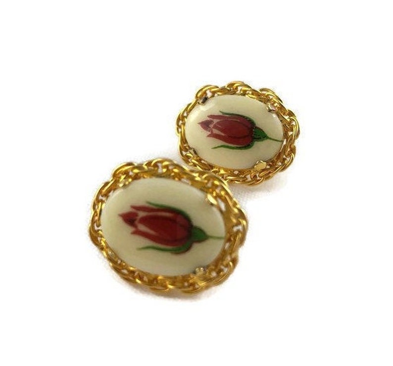 Vintage Victorian Style Rosebud Clip Earrings image 7