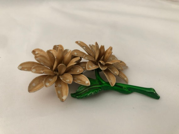 Vintage Flower Brooch, Brown Floral Brooch, Flowe… - image 7