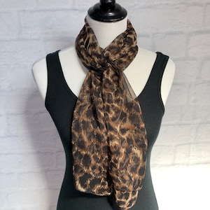 Vintage Long Sheer Animal Print Scarf image 1