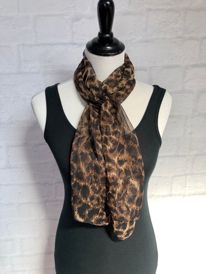 Vintage Long Sheer Animal Print Scarf image 1