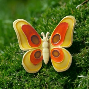 Vintage Yellow Butterfly Brooch, Retro Brooch, Colorful Jewelry, Made in Germany
