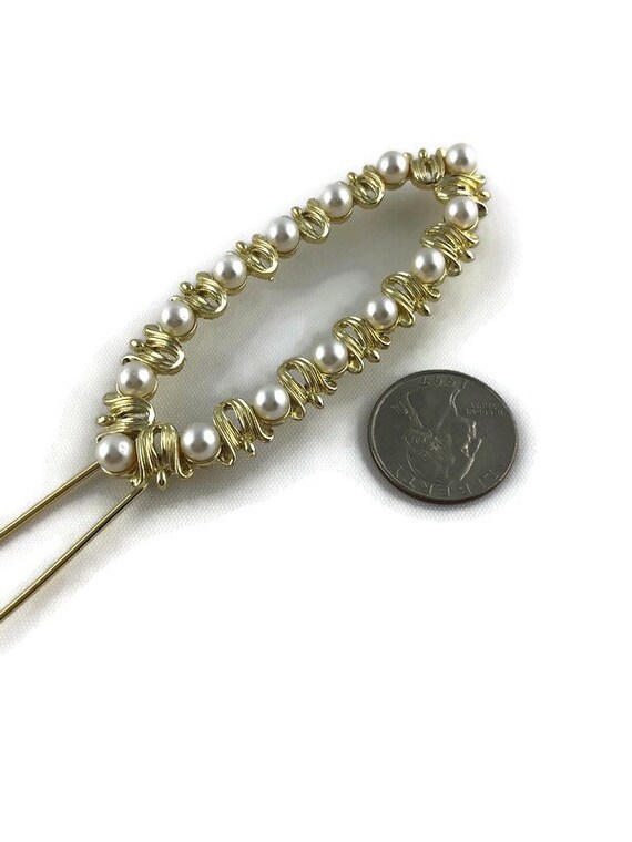 Vintage Faux Pearl Hair Barrette Clip, Bridal Hai… - image 4