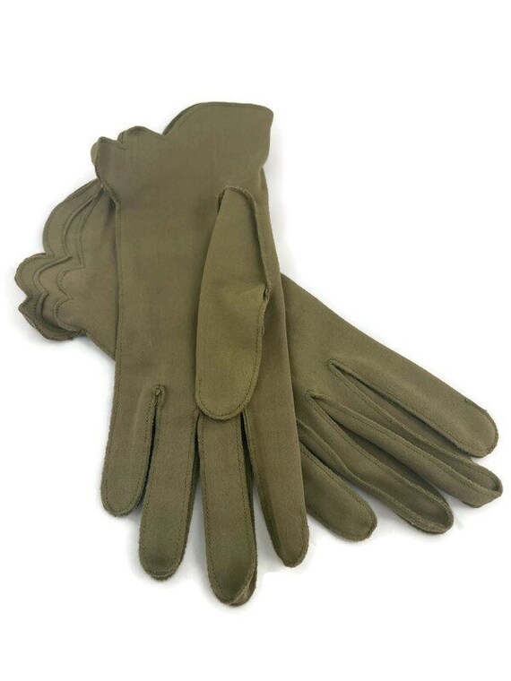 Vintage Brown Gloves, Wrist Length Gloves, Dress … - image 4
