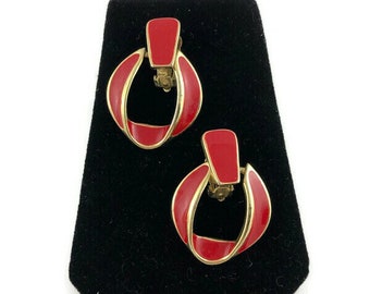 Vintage Red Hoop Earrings