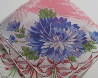 Vintage Pink Floral Handkerchief, Wedding Favor