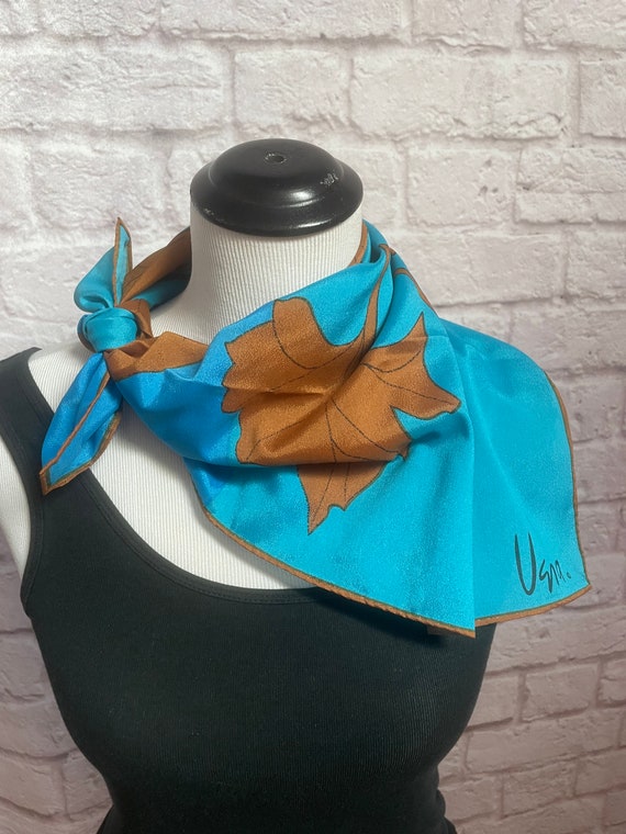 Vintage Vera Neumann Blue Scarf, Blue Scarf with … - image 4