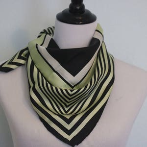 Vintage Striped Scarf, Blue and Green Scarf, Square Scarf, Head Scarf Hair Wrap image 3