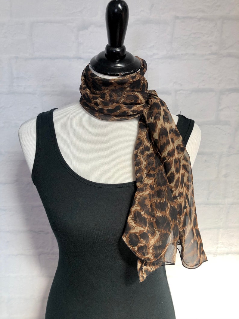 Vintage Long Sheer Animal Print Scarf image 5