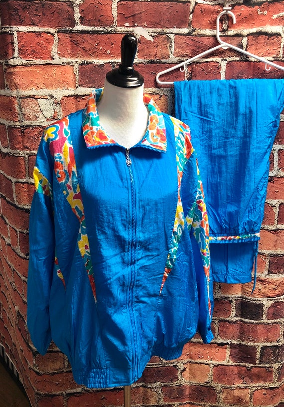 Vintage 90s Women's Blue Wind Suit, Windbreaker an