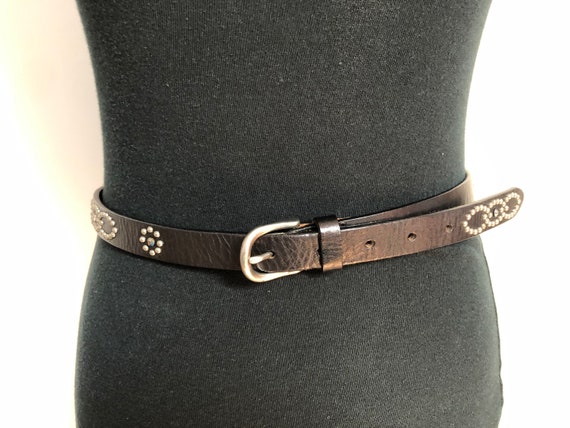 Vintage Womens Brown Leather Studded Waist Belt - image 2