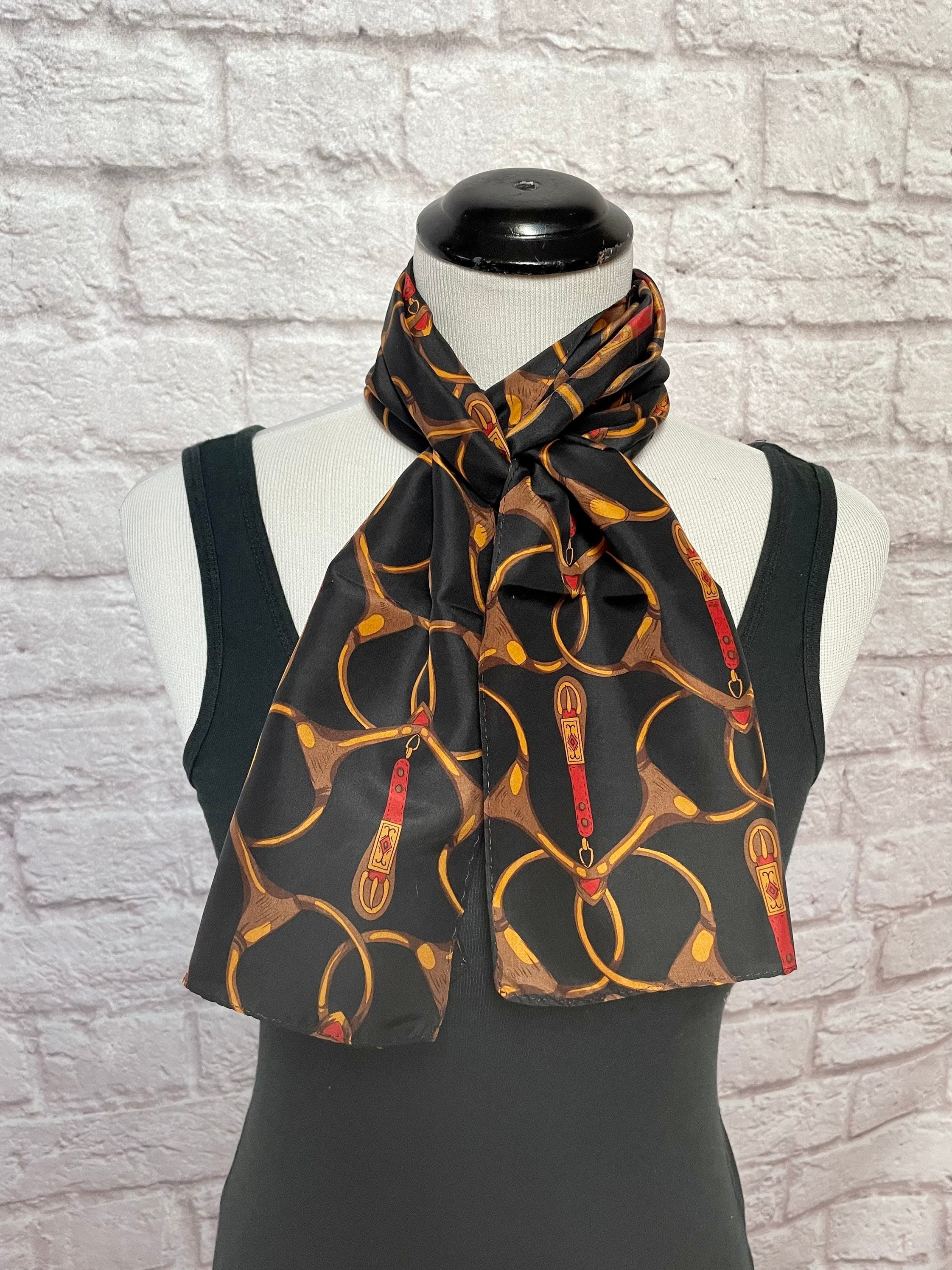 Long black silk sale scarf