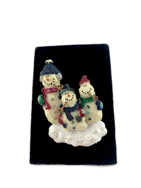 Vintage Resin Snowman Brooch, Christmas Snowman Br