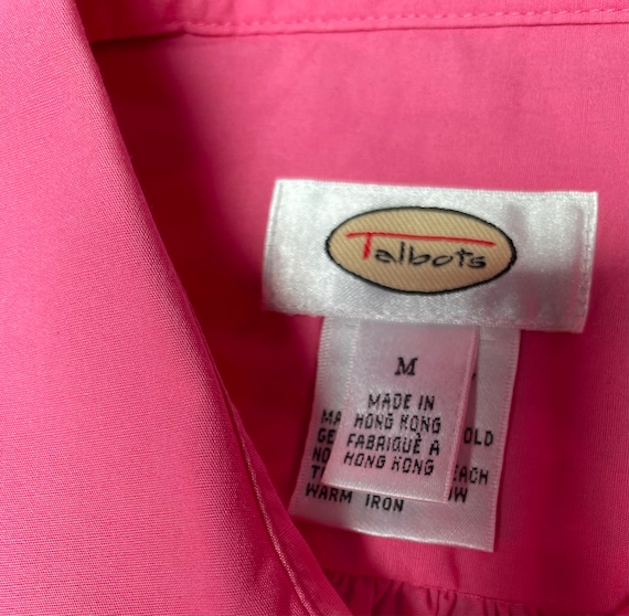 Vintage Talbots Womens Cotton Hot Pink Short Slee… - image 8