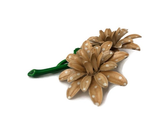 Vintage Flower Brooch, Brown Floral Brooch, Flowe… - image 4