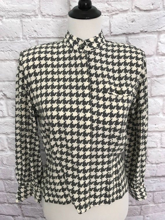 Vintage Liz Caliborne Gray and White Houndstooth B