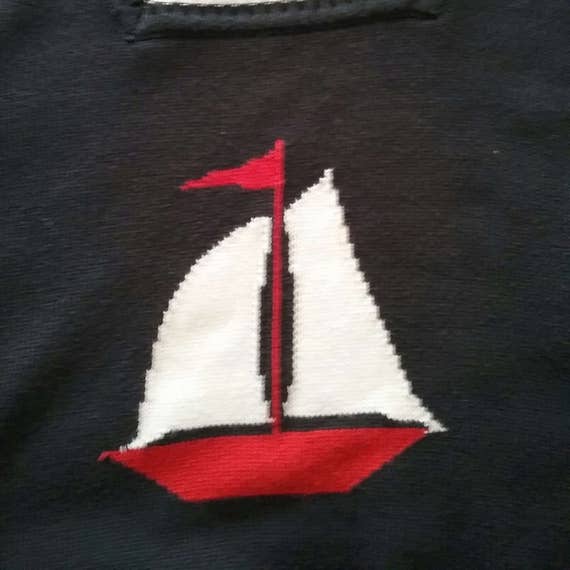 Vintage Womens Navy Blue Nautical Sweater, Cotton… - image 3