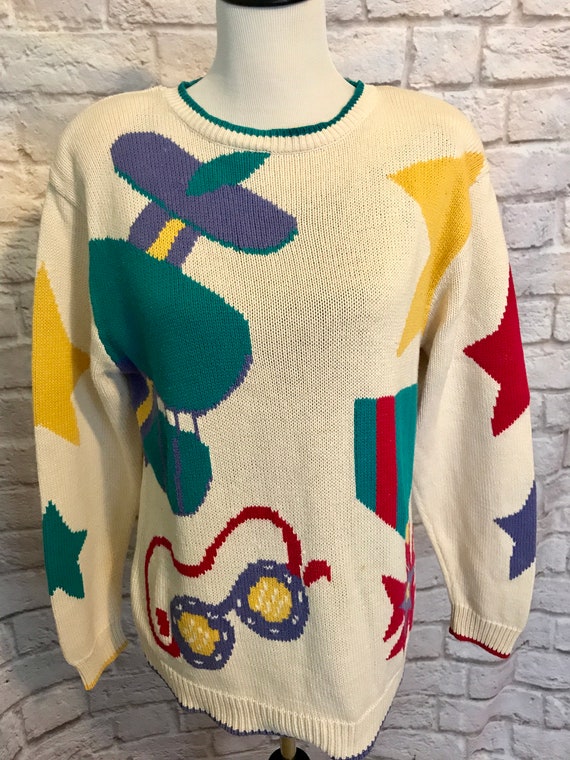 Vintage Heirloom Collections Oversized Cotton Knit Colorful Etsy vintage cotton knit