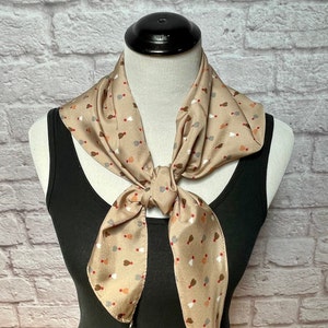 Vintage Beige Triangle Scarf, Geometric Scarf, Head Scarf Hair Wrap, Spring Scarf, Summer Scarf, Best gift for Her