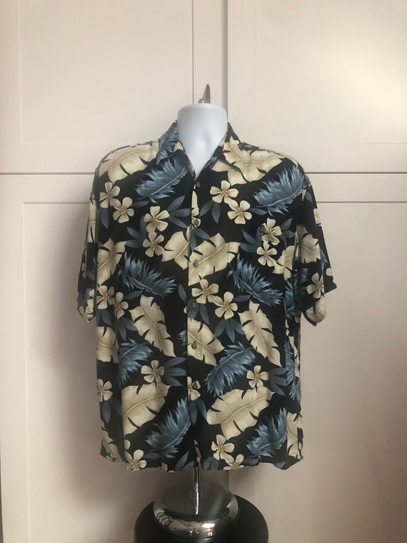 Vintage Mens Pierre Cardin Blue Floral Hawaiian T… - image 5