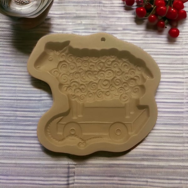 Vintage Brown Bag Cookie Art, Sheep Cookie Mold,Shortbread cookie Mold, Animal Cookie Mold, Stoneware Mold