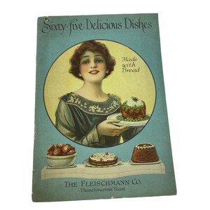 Vintage Fleischmann Yeast Cookbook Pamphlet, Recipe Books, Product Advertisement