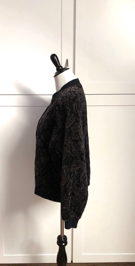 Vintage Liz & Co Black Paisley Quilted Jacket, Si… - image 2