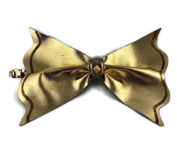 Vintage Oversized Gold Hair Bow Barrette - image 5