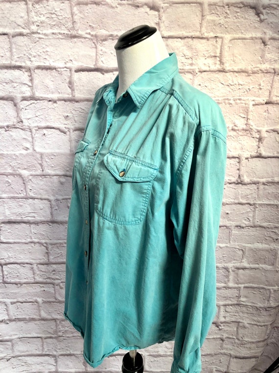 Vintage Clementine Womens Long Sleeve Green Cotto… - image 2