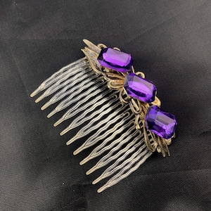 Vintage Decorative Hair Comb with Purple Stones