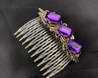 Vintage Decorative Hair Comb with Purple Stones