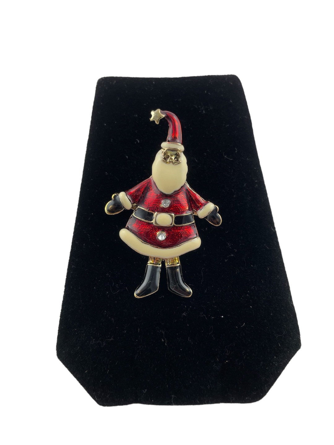 Santa Pin Design Vintage Enamel Santa Pin, Christmas Holiday Brooch - Etsy
