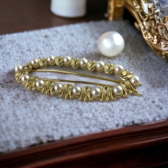 Vintage Faux Pearl Hair Barrette Clip, Bridal Hai… - image 5