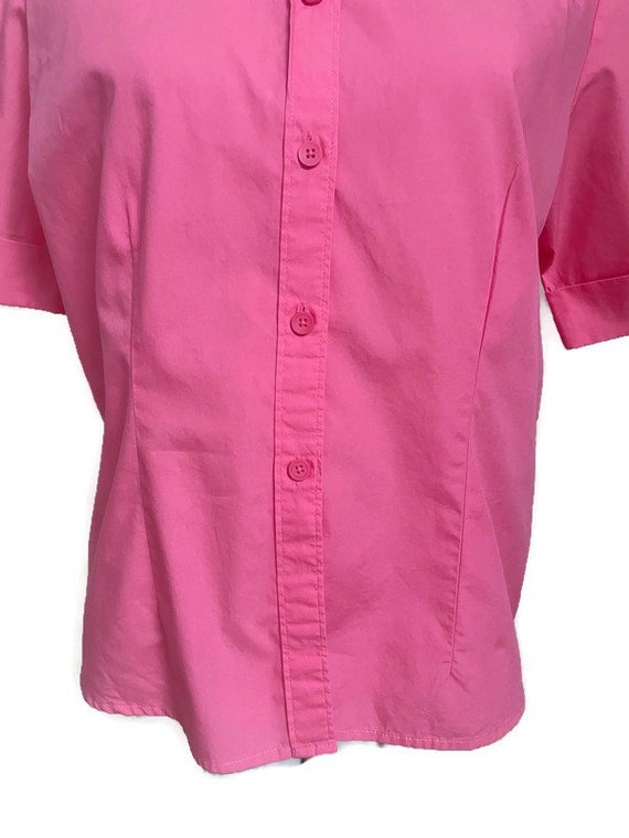 Vintage Talbots Womens Cotton Hot Pink Short Slee… - image 4