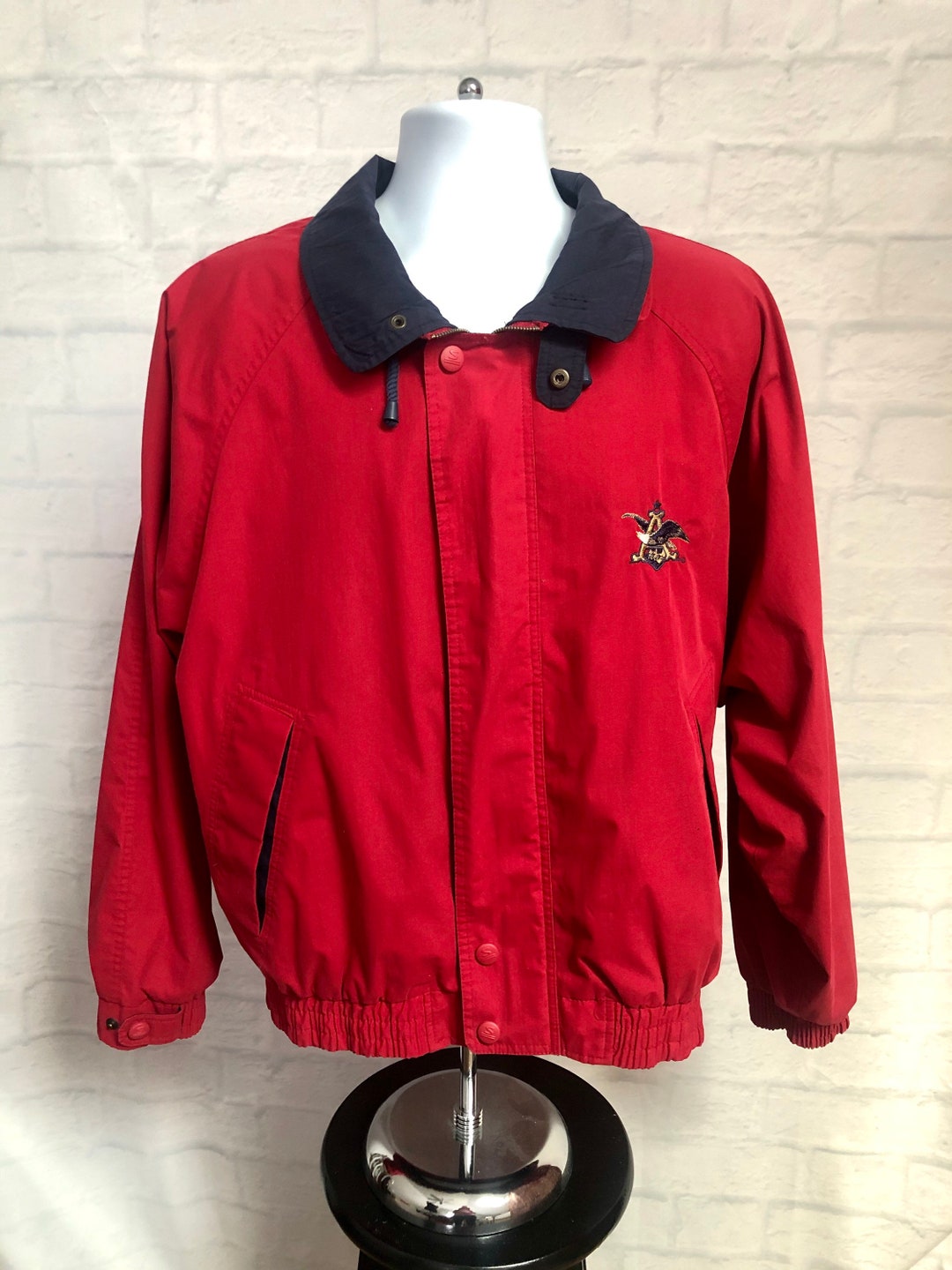 Vintage Mens Red Windbreaker Jacket Lightweight Jacket Fall Etsy