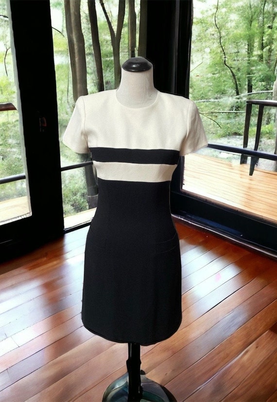 Vintage Ann Tjian for Kenar Dress Black and White Dress Short Sleeve Dress Summer Dress Spring Dress Best Gift for Her Etsy